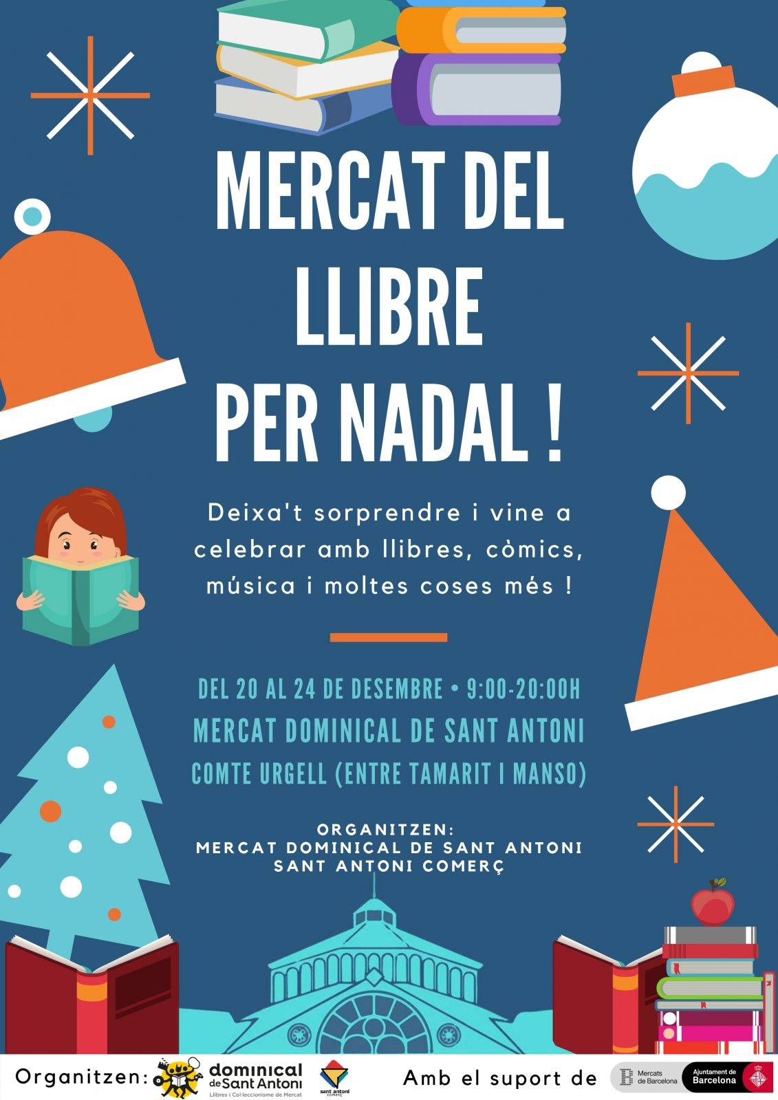 Fira de Nadal del Dominical del Llibre del Mercat de Sant Antoni cartell 2022
