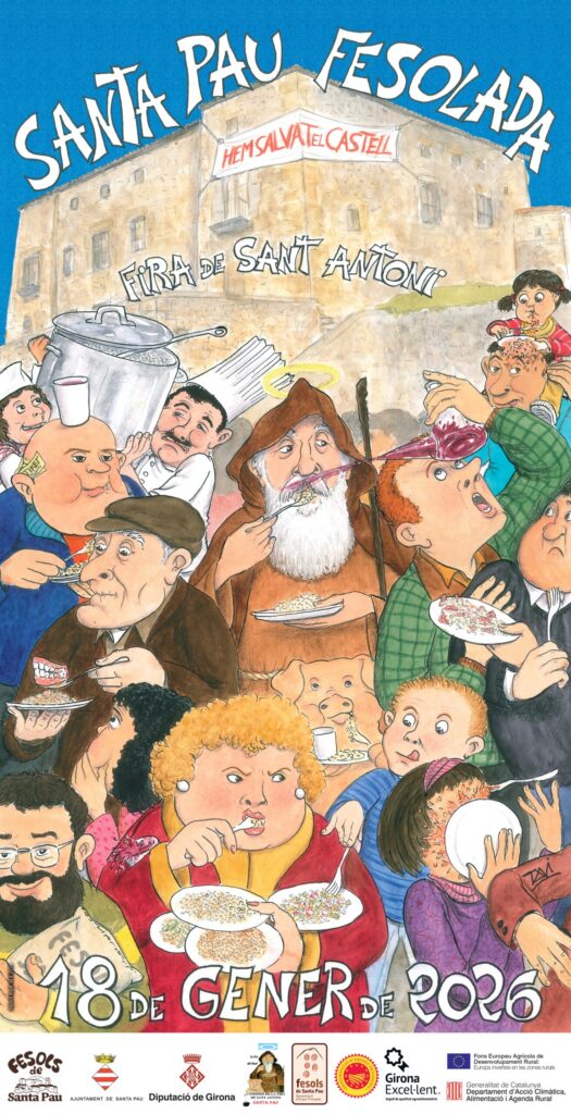 Cartell de Fira de St Antoni i Fira del Fesol a Santa Pau
