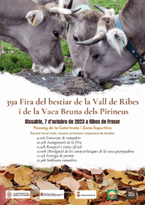 Fira del bestiar de la vall de ribes i fira de la vaca bruna del pirineu cartell 2023