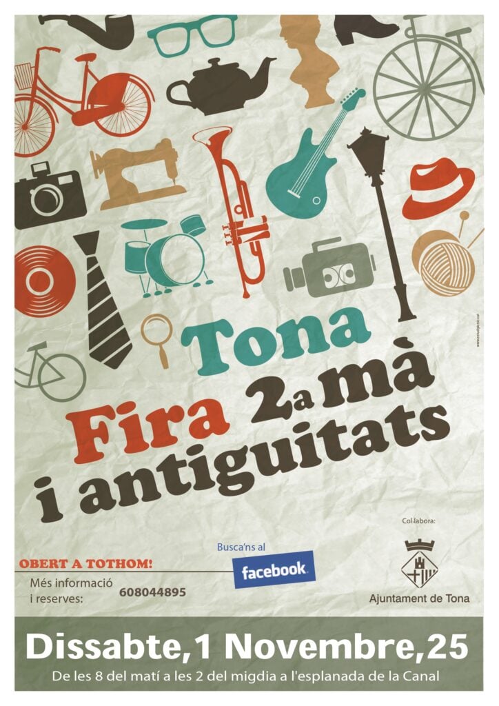 Cartell de Fira segona mà i antiguitats a Tona