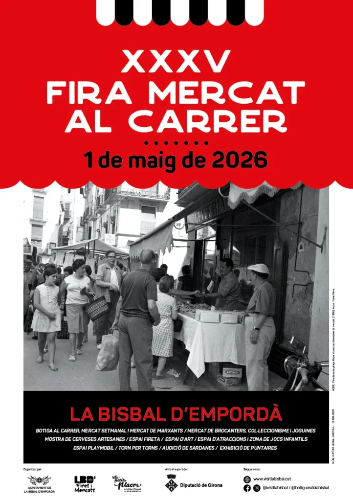 Cartell de Fira Mercat al Carrer de la Bisbal d’Empordà