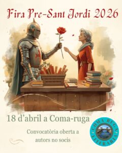 Fira Literària Pre Sant Jordi a Comarruga cartell