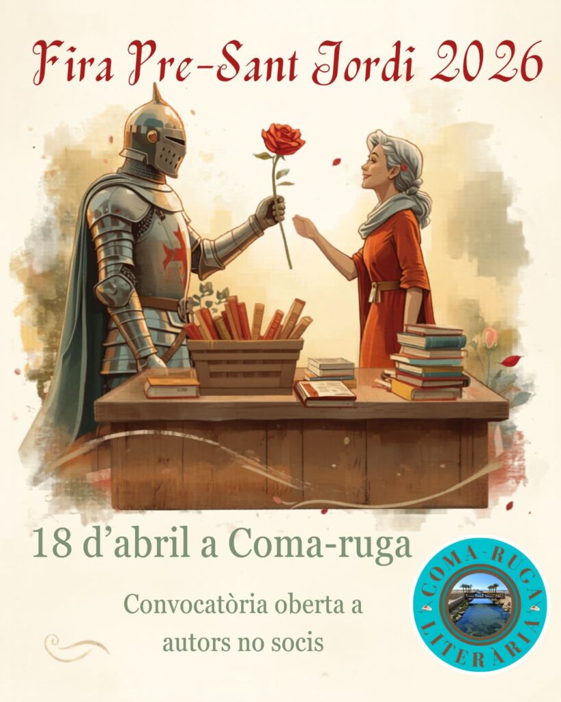 Cartell de Fira Literària Pre-Sant Jordi a Comarruga