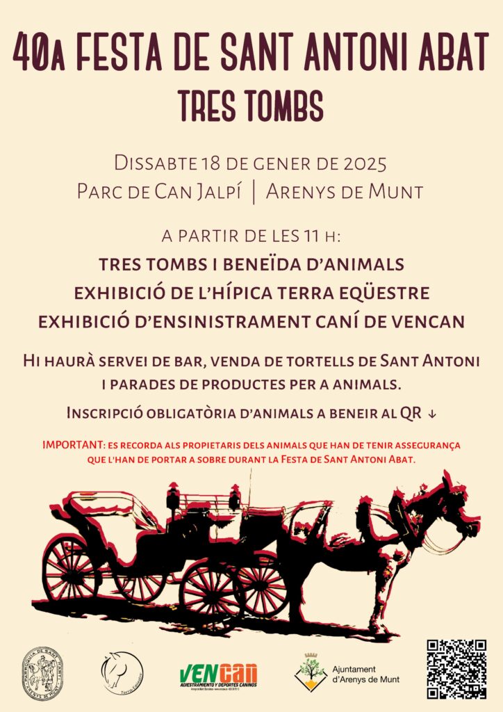 Cartell de Fira de Sant Antoni Abat i Tres Tombs a Arenys de Munt