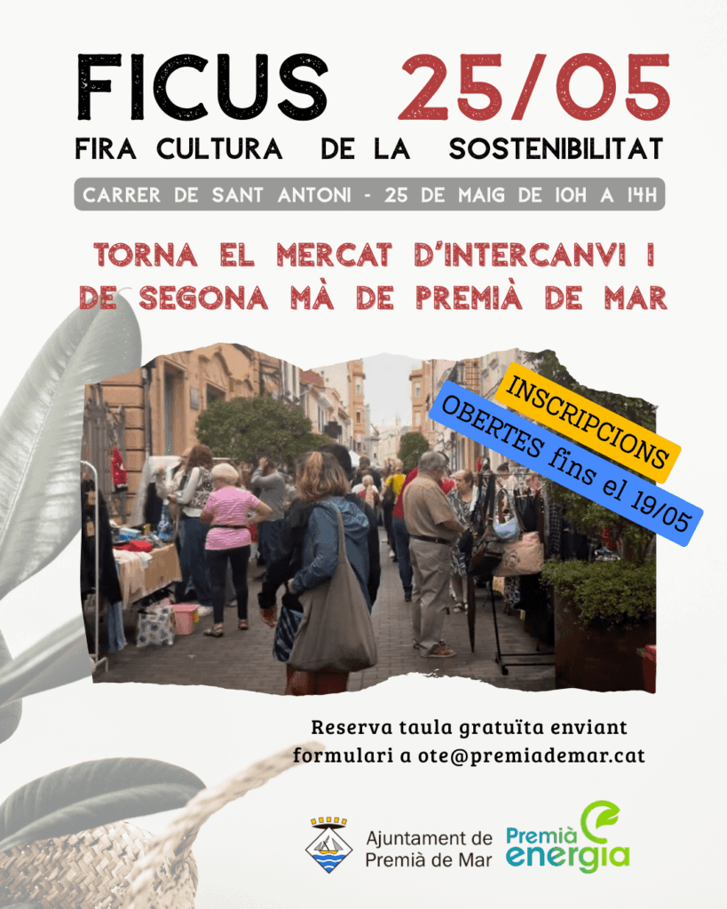 Cartell de Mercat de segona mà i d’intercanvi de Premià de Mar