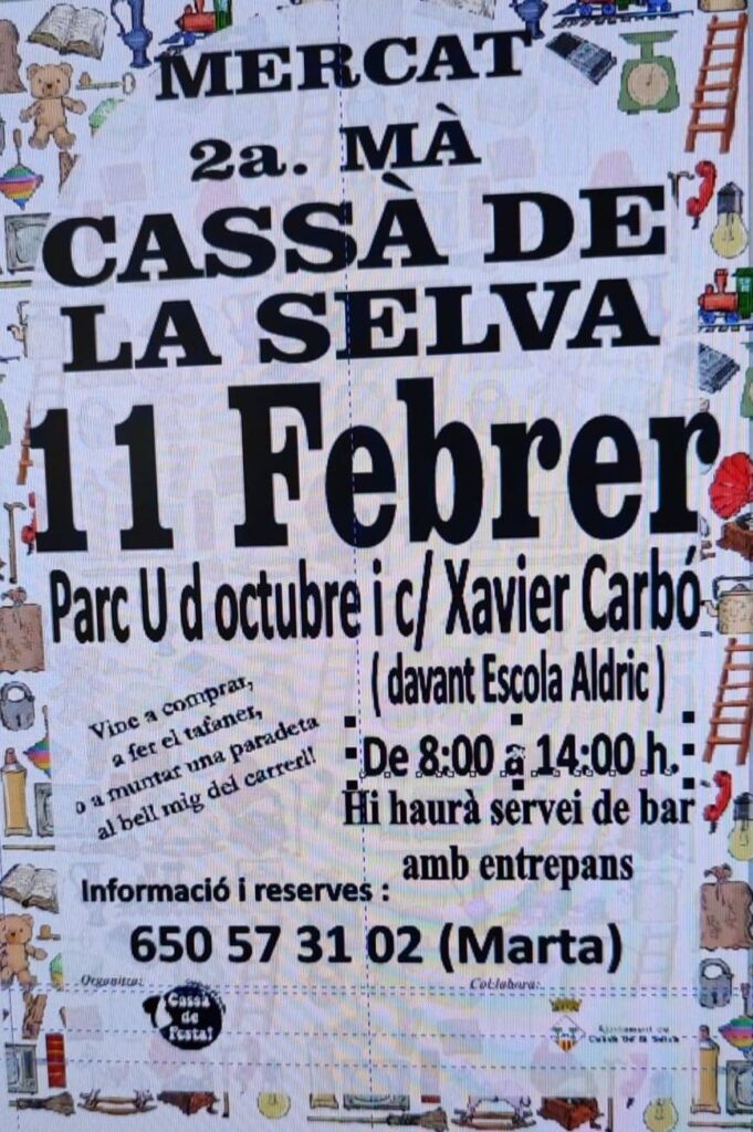 Cartell de Mercat de 2a Mà a Cassà de la Selva