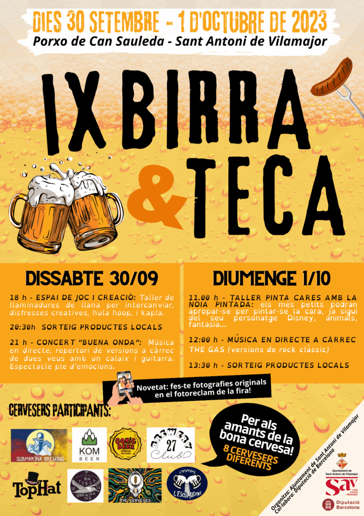 Cartell de Birra & Teca a Sant Antoni de Vilamajor