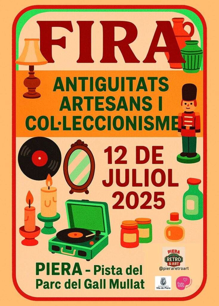 Cartell de Fira d’antiguitats, artesans i col·leccionisme a Piera