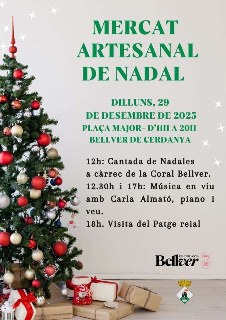 Cartell de Mercat Artesanal de Nadal a Bellver de Cerdanya