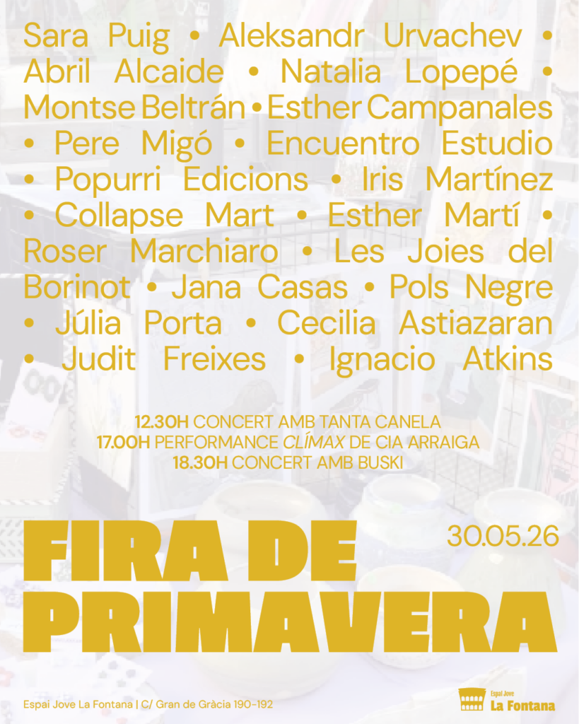 Cartell de Fira d’art i artesania de primavera a l’Espai Jove La Fontana