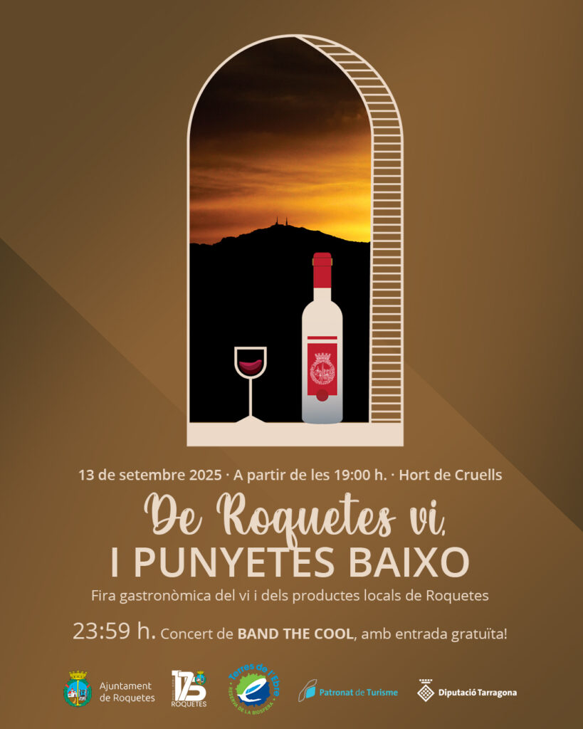 Cartell de De Roquetes Vi, i Punyetes Baixo, Fira gastronòmica del vi i dels productes locals a Roquetes