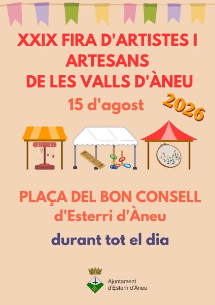 Cartell de Fira d’Artistes i Artesans de les Valls d’Àneu a Esterri d’Àneu