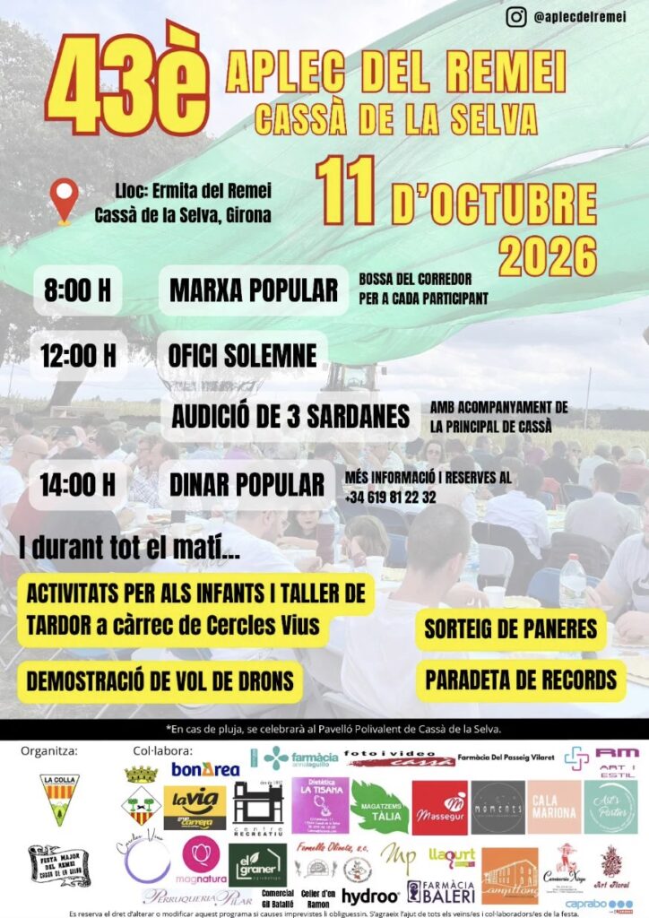 Cartell de Aplec del Remei a Cassà de la Selva